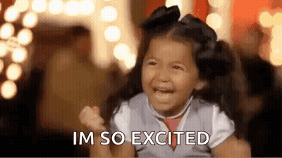 Little Girl Crying Saying Im So Excited With Fist In Air GIF