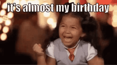Little Girl Crying Saying It's Almost My Birthday Holding Fist In Air GIF