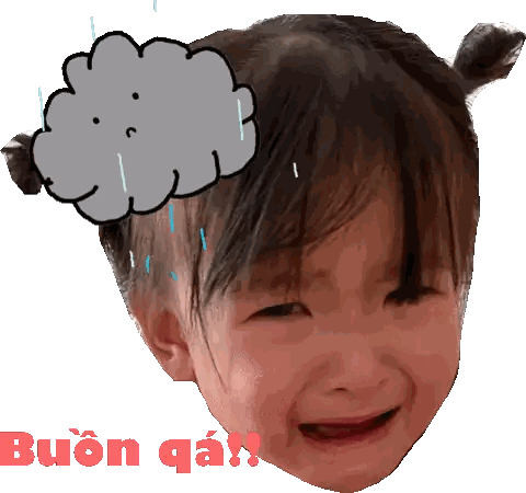 Little Girl Crying With Cloud And Buon Sticker