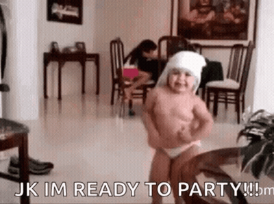 Little Girl Dancing In Diaper And Hat GIF