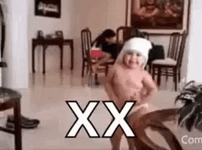 Little Girl Dancing In Living Room With Bandaged Headband GIF