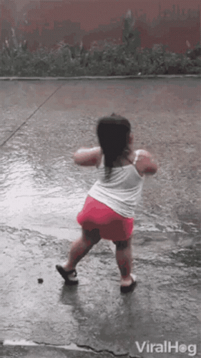 Little Girl Dancing In The Rain GIF