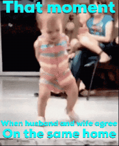Little Girl Dancing That Moment When Husband And Wife Agree On The Same Home GIF