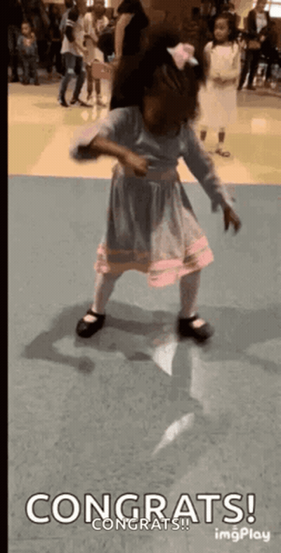 Little Girl Dancing With Congrats GIF