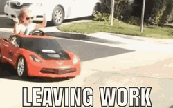 Little Girl Driving Leaving Work GIF