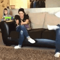 Little Girl Drop Kick On Her Sibling GIF