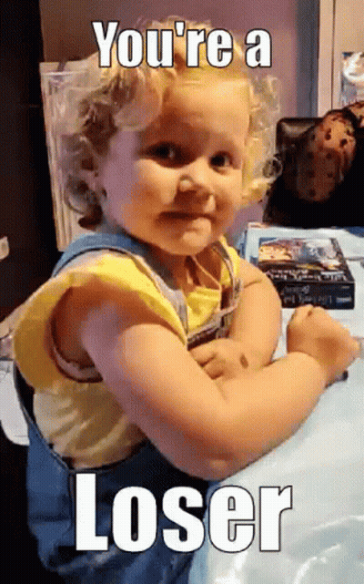 Little Girl Flexing Muscles Saying You're A Loser GIF