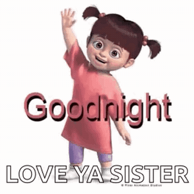 Little Girl From Monsters Inc Waving Goodnight Love Ya Sister GIF