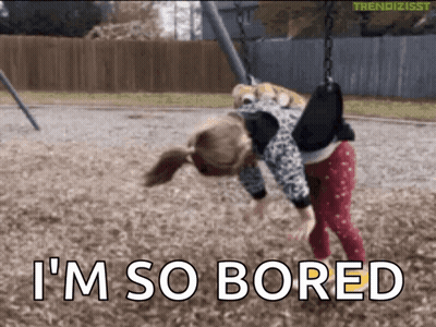 Little Girl Hanging Upside Down On Swing Saying I'm So Bored GIF