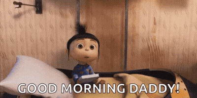 Little Girl Holding Book Saying Good Morning Daddy GIF