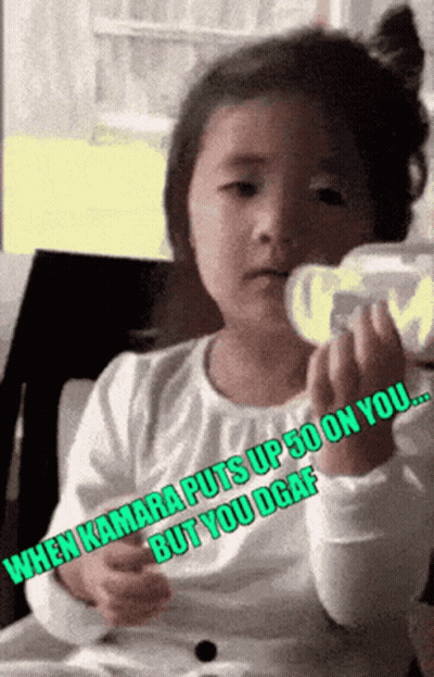 Little Girl Holding Bottle When Kamara Puts Up 50 On You But You Ogaf GIF