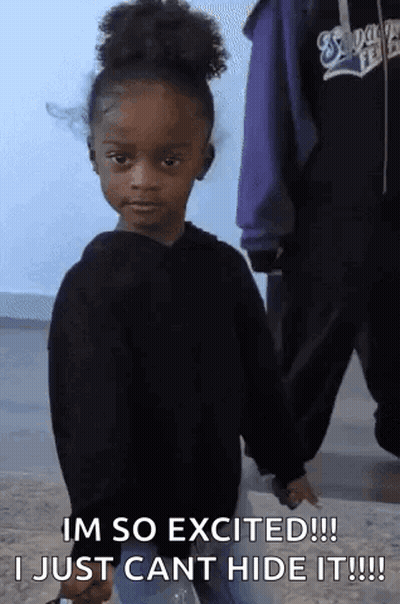 Little Girl Holding Hand Saying I'm So Excited I Just Can't Hide It GIF