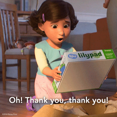 Little Girl Holding Lilypad Box GIF