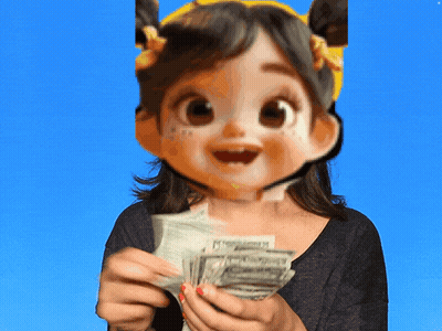 Little Girl Holding Money GIF