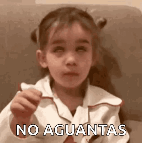 Little Girl Holding No Aguanta Paper GIF