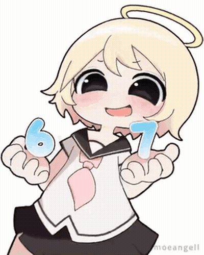 Little Girl Holding Numbers 6 And 7 GIF