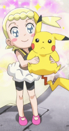 Little Girl Holding Pikachu GIF