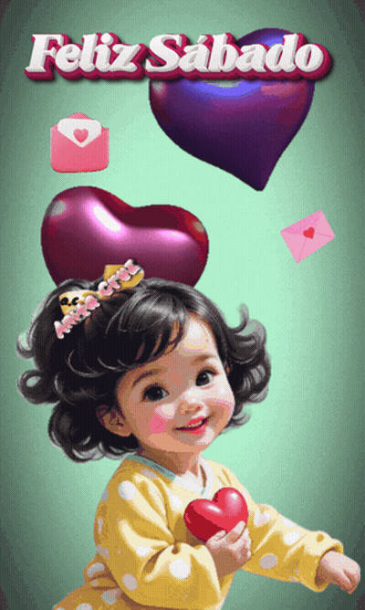 Little Girl Holding Red Heart Feliz Sabado GIF