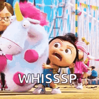 Little Girl Holding Stuffed Unicorn Saying Whisssp