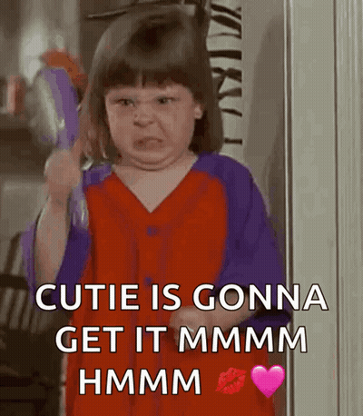 Little Girl Holding Toothbrush Saying Cutie Is Gonna Get It Mmmm Hmm GIF