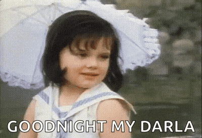 Little Girl Holding Umbrella Saying Goodnight My Darla GIF
