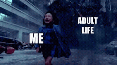 Little Girl In Blue Cape Running Adult Life Me GIF