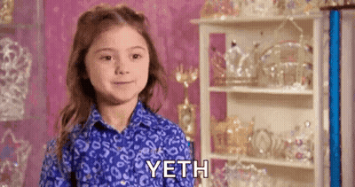 Little Girl In Blue Shirt By Trophy Shelf GIF