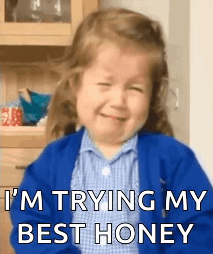 Little Girl In Blue Sweater Crying Saying I'm Trying My Best Honey GIF
