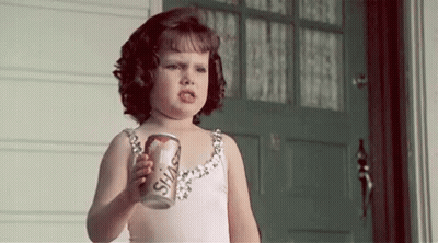 Little Girl In Dress Holding Soda GIF