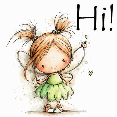 Little Girl In Green Dress Holding Wand Saying Hi GIF