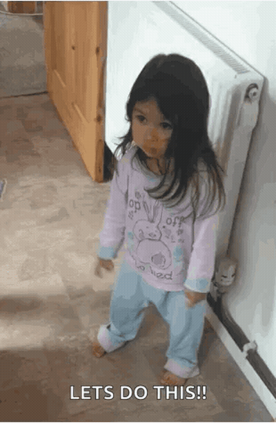 Little Girl In Pajamas Next To Radiator Lets Do This GIF