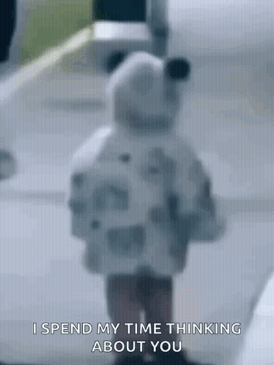 Little Girl In Panda Hoodie Says I Spend My Time Thinking About You GIF