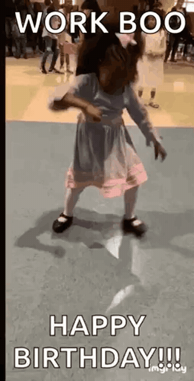 Little Girl In Pink Dress Dancing Work Boo Happy Birthday GIF