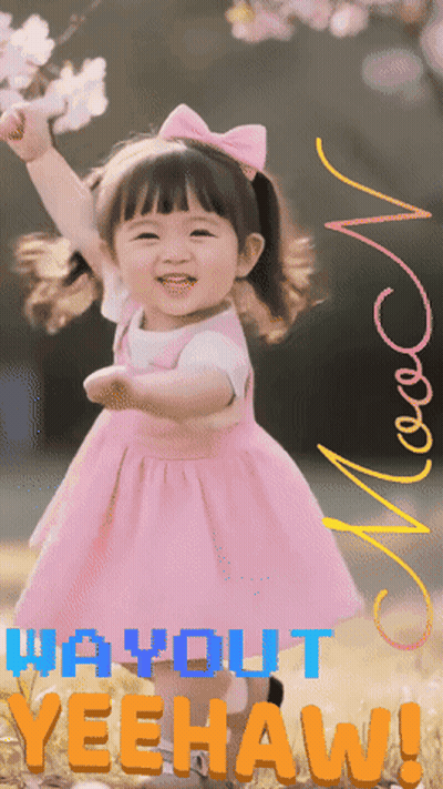 Little Girl In Pink Dress In Front Of Yayout Yeehaw Sign GIF