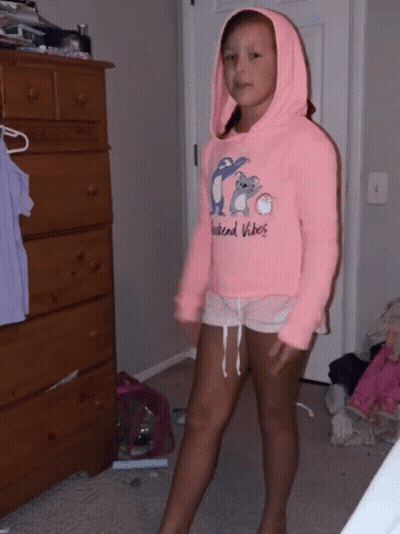 Little Girl In Pink Hoodie Weekend Vibes GIF
