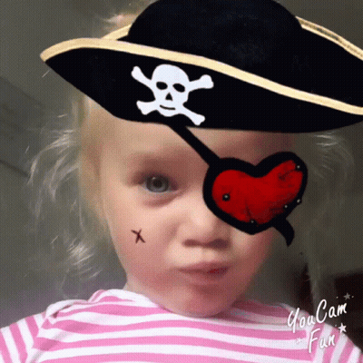 Little Girl In Pirate Hat And Eye Patch Says You Cam Fun GIF
