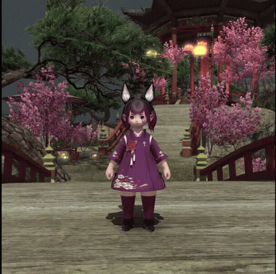 Little Girl In Purple Dress Beside Cherry Blossom GIF