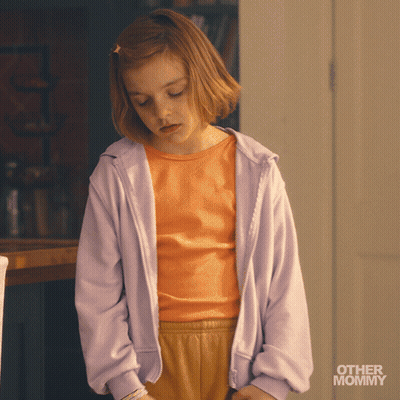 Little Girl In Purple Jacket And Orange Shirt Saying Other Mommy GIF
