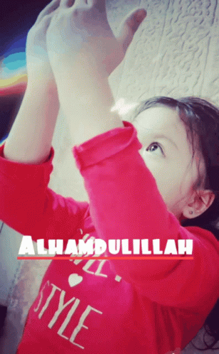 Little Girl In Red Alhamdulillah Shirt GIF