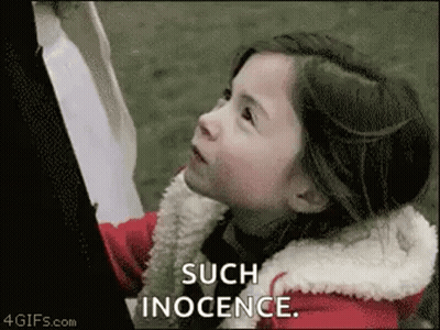 Little Girl In Red Jacket Saying Such Innocence GIF