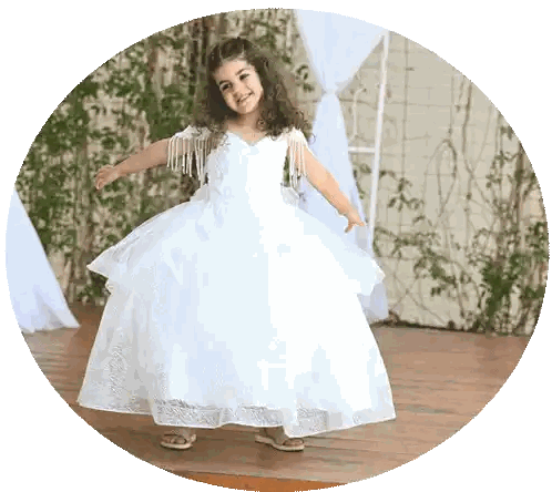 Little Girl In White Dress With Fringe Sticker