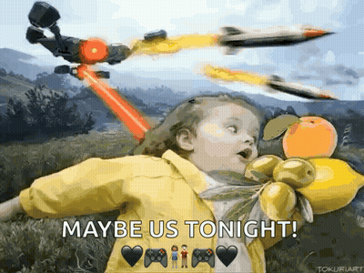 Little Girl In Yellow Jacket Holding Bowl Of Fruit Saying Maybe Us Tonight GIF