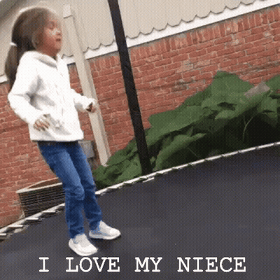 Little Girl Jumping On Trampoline Saying I Love My Niece GIF