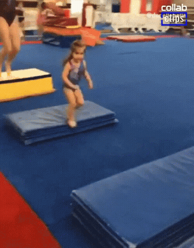 Little Girl Jumping Over Mat GIF