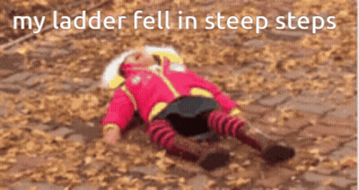 Little Girl Laying In Leaves My Ladder Fell GIF