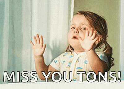 Little Girl Looking Out Window Saying Miss You Tons GIF