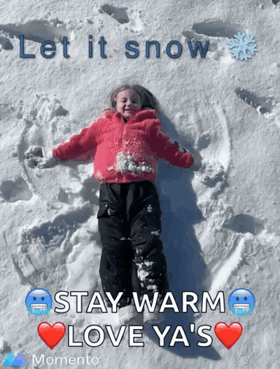 Little Girl Lying In Snow Let It Snow GIF