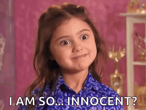 Little Girl Making Funny Face Says I Am So Innocence GIF