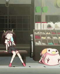 Little Girl Mayoi Hachikuji Savoring Popsicle GIF