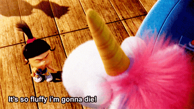 Little Girl Next To Stuffed Unicorn Saying It's So Fluffy I'm Gonna Die GIF